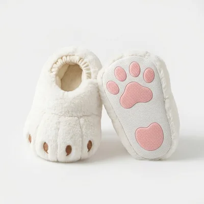 Pantufa Patinha de Gatinho Creme